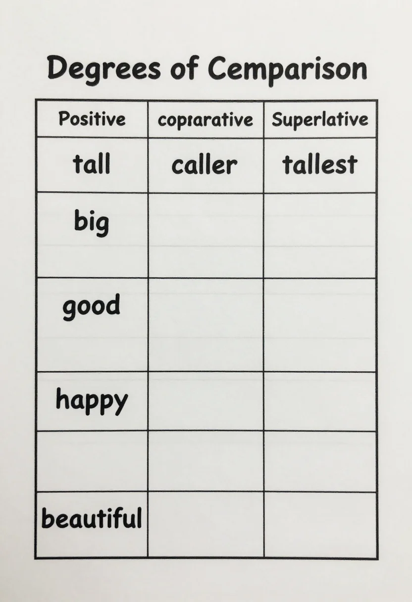 Adjective worksheets · Comparison · Plain print
