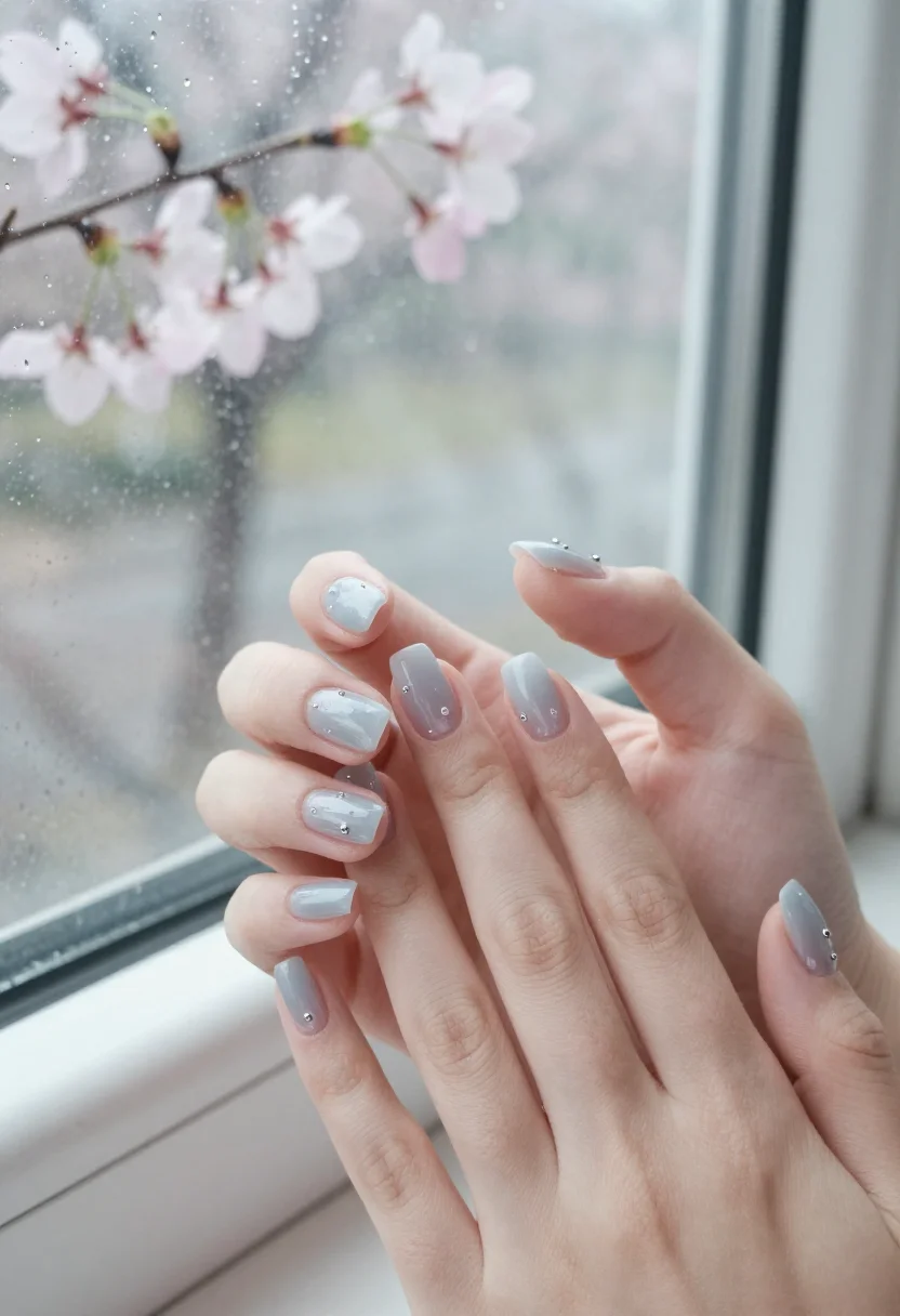 April nail designs · Raindrops · Hand shot