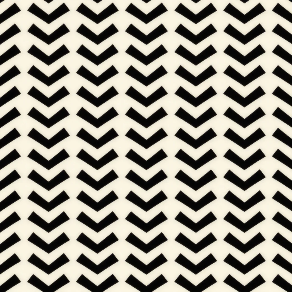 Chevron — Zigzag bands two millimetres wide meeting at a sharp sixty degrees, colours alternating band by band, the peaks aligned in perfect vertical columns so the eye reads a fine dense ripple across the frame., chevron repeat, unbroken zigzag bands of equal arm length, peaks aligned in exact vertical columns, band width constant down the whole frame, flat bands with hard clean points