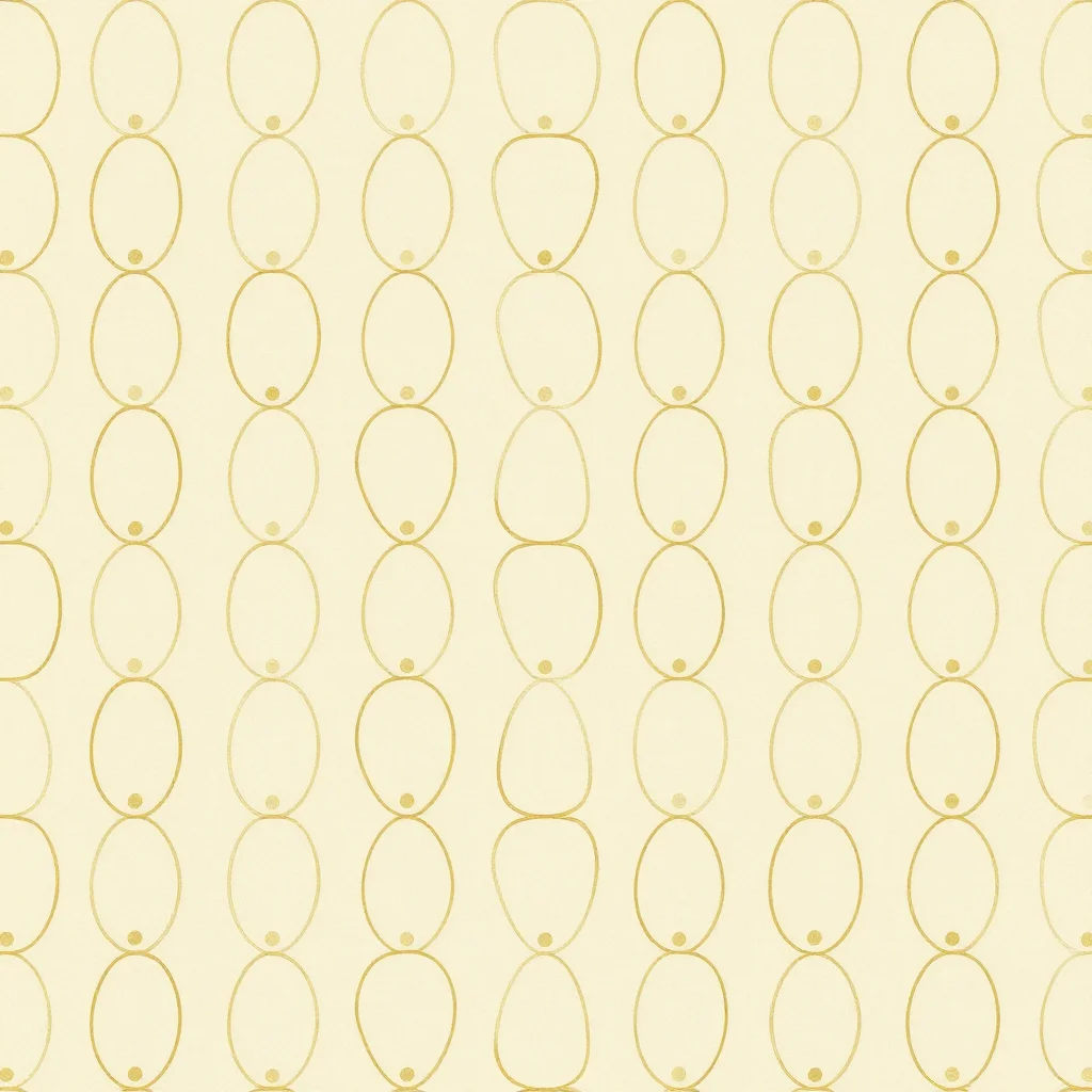 Ogee — Ogee cells the size of a fingernail stacked in columns and offset half a step, each outlined in a hairline with a single dot at its centre, the ground open and even throughout., ogee repeat, pointed-oval cells stacked in columns and offset by half a row, the S-curves meeting cleanly at the waist, one motif held inside every cell, the armature drawn as a fine gilt band